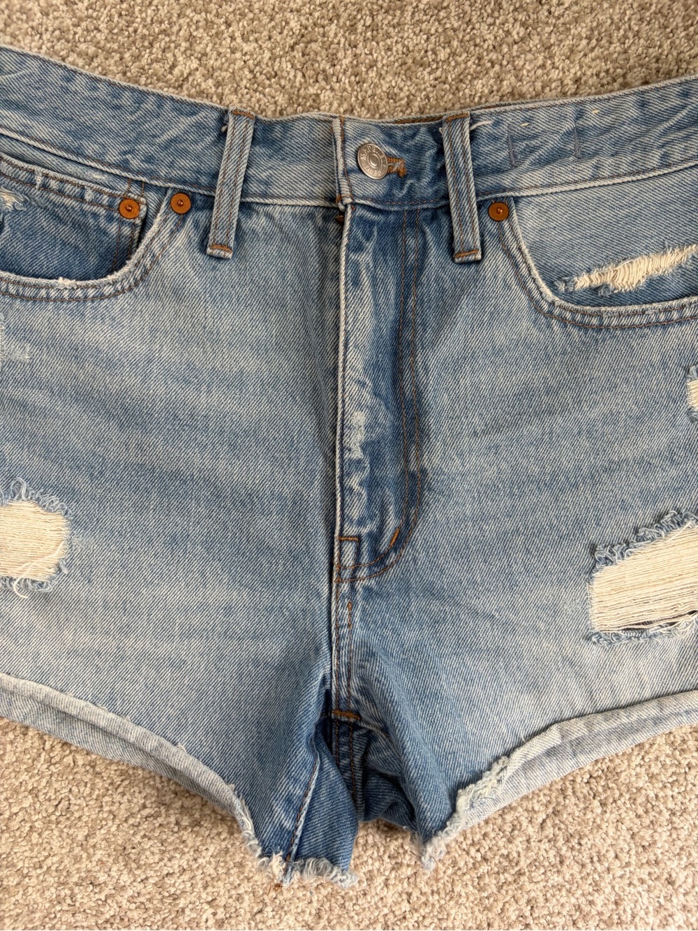 Madewell Light Blue Distressed Denim Cutoff Shorts - Picture 4 of 9